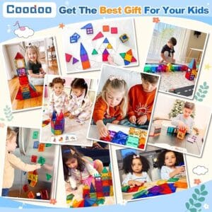 100pcs magnetic tiles stem building toys set with 2 cars